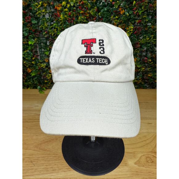 Texas Tech Red‎ Raiders NCAA Jones and Mitchell Sportswear Hat 23 White Cream - Picture 2 of 9